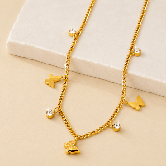 18K Gold-Plated Butterfly Charm Anklet Bracelets