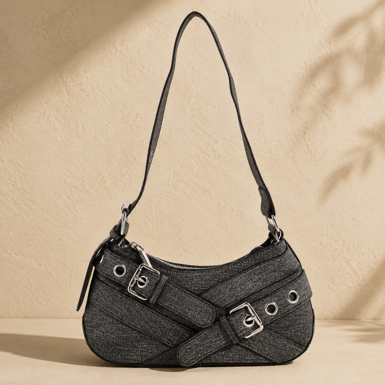 Fame Denim Belt Accent Shoulder Bag
