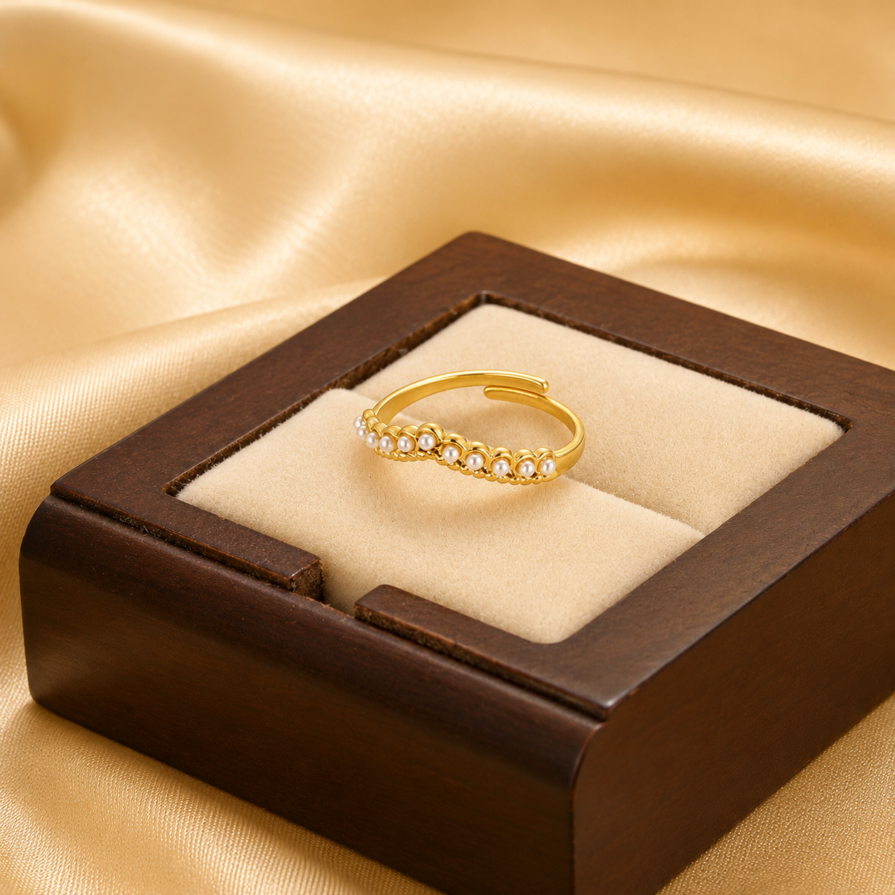 Pearl Embellished Adjustable Ring