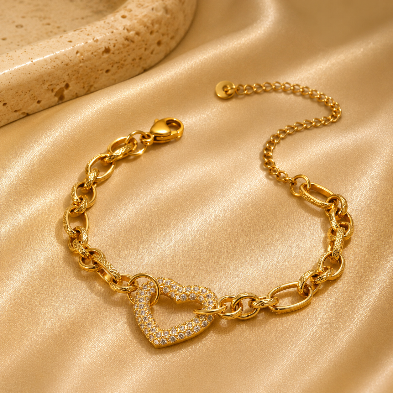 18K Gold-Plated Rhinestone Chain Bracelet