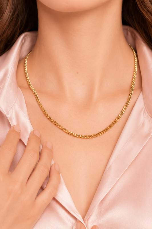 18K Gold Plated Curb Chain Necklace