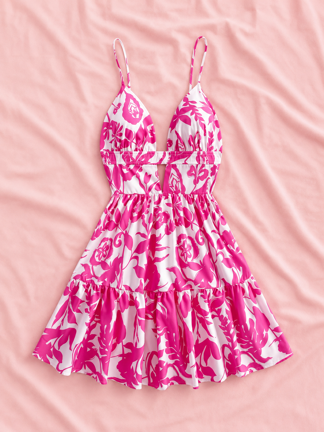 Floral Print Cutout Mini Dress