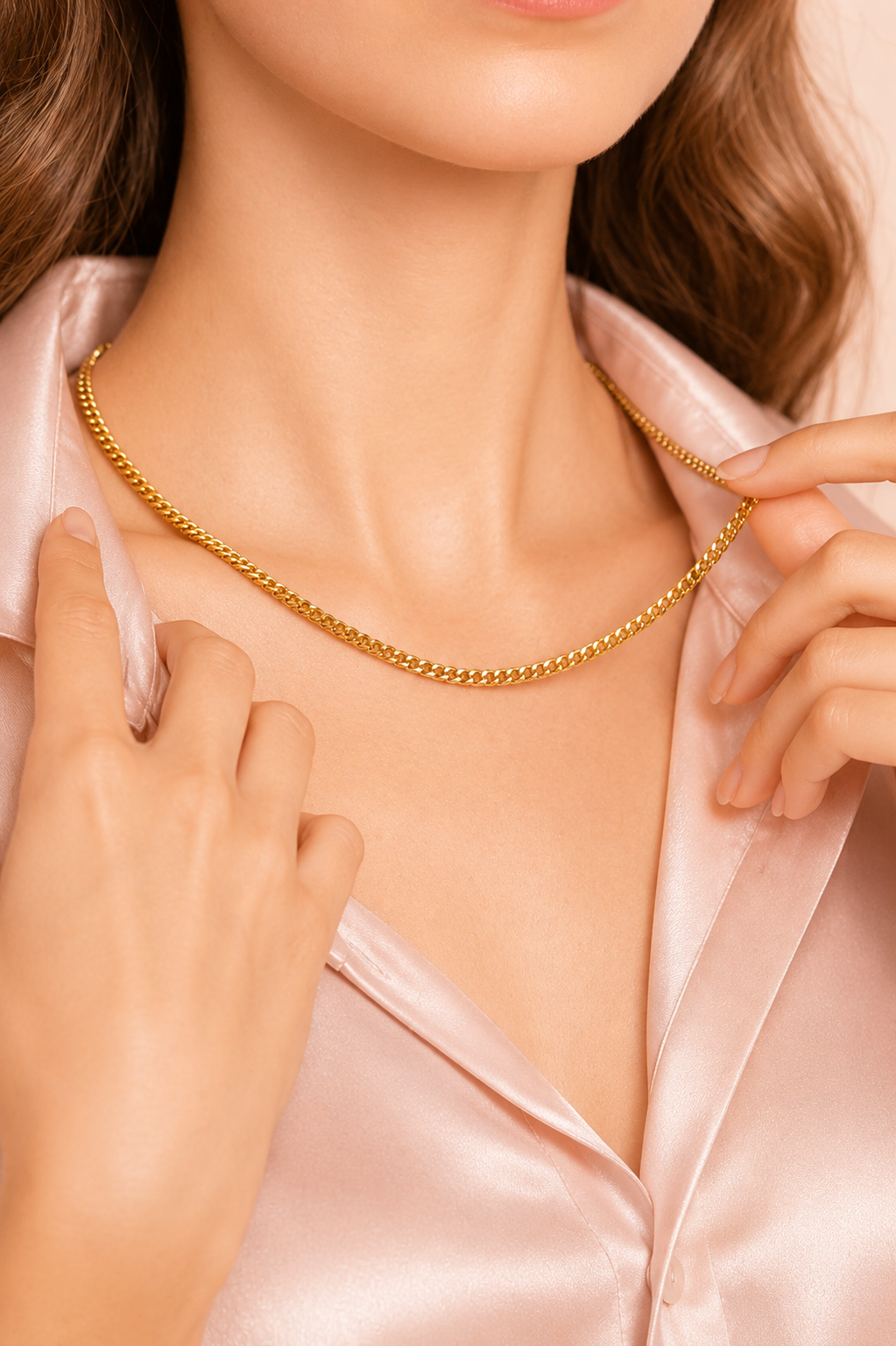 18K Gold Plated Curb Chain Necklace