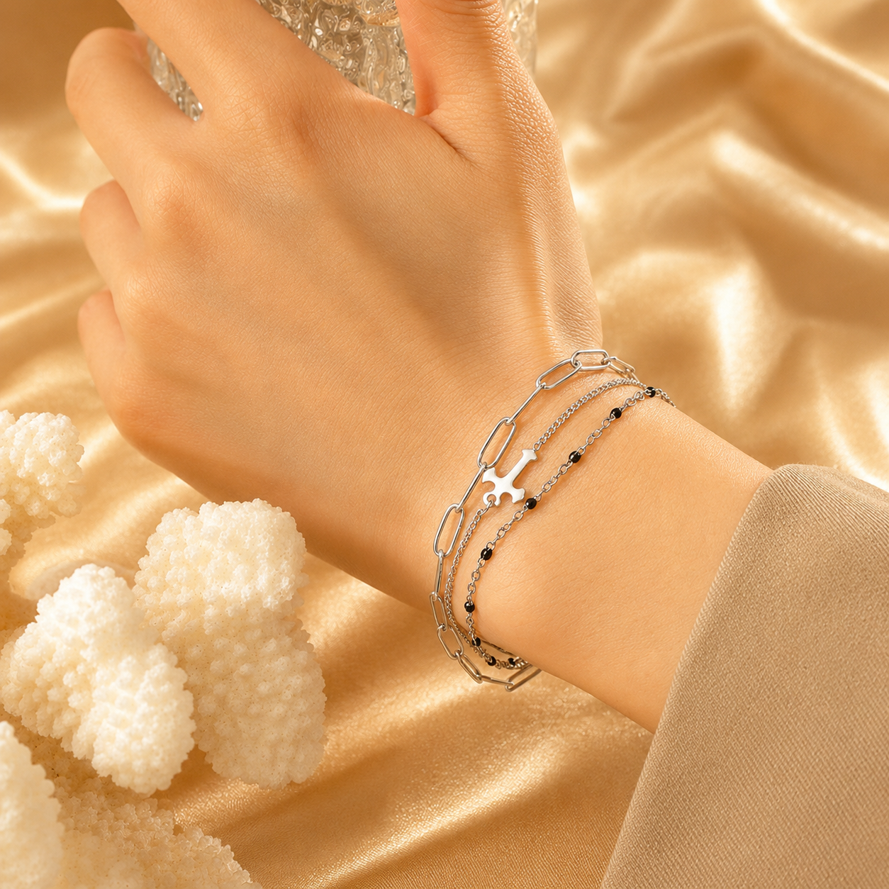 Titanium Steel Three-Layered Bracelet