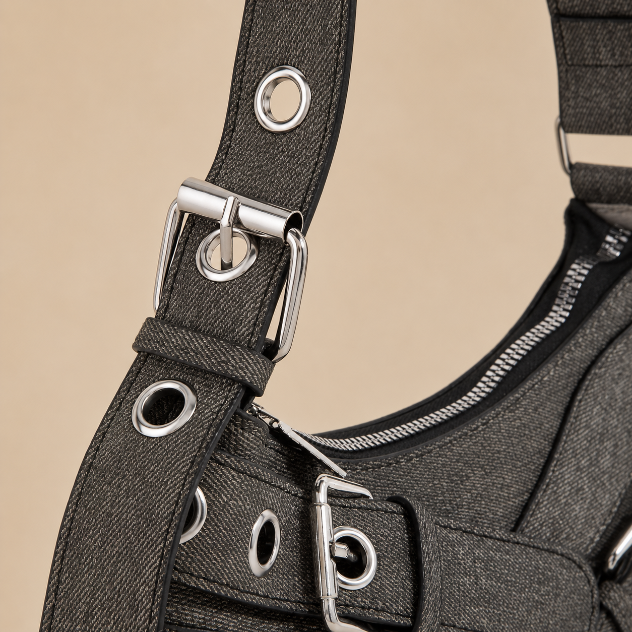 Fame Denim Belt Accent Shoulder Bag