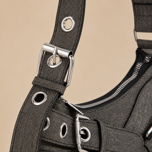 Fame Denim Belt Accent Shoulder Bag