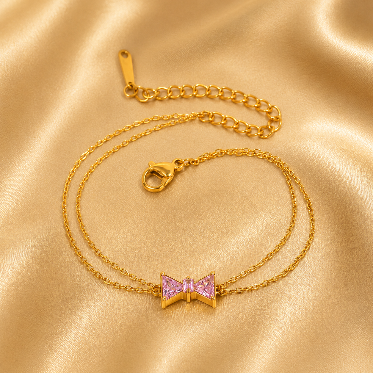 Stainless Steel Zircon Bow Bracelet
