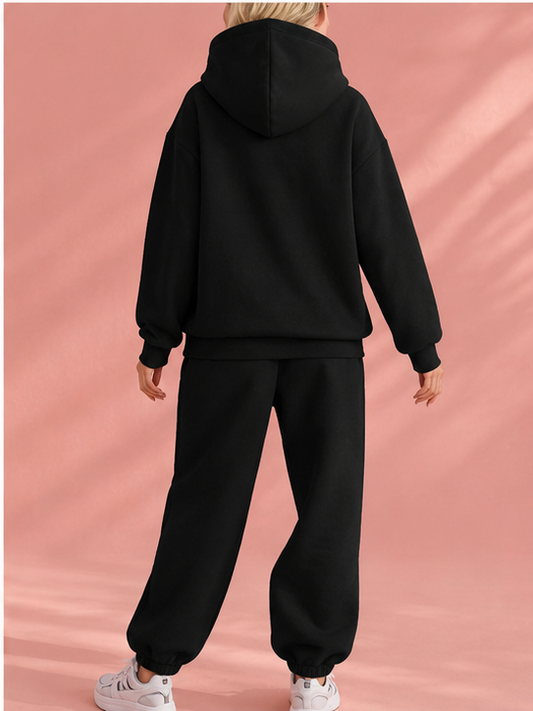 Full Size Kangaroo Pocket Hoodie and Joggers Set Plus Size