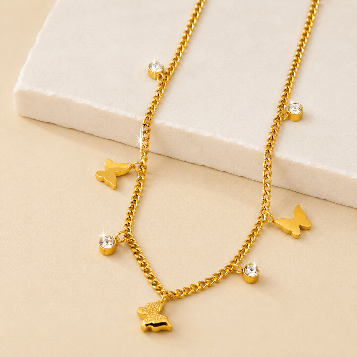 18K Gold-Plated Butterfly Charm Anklet Bracelets