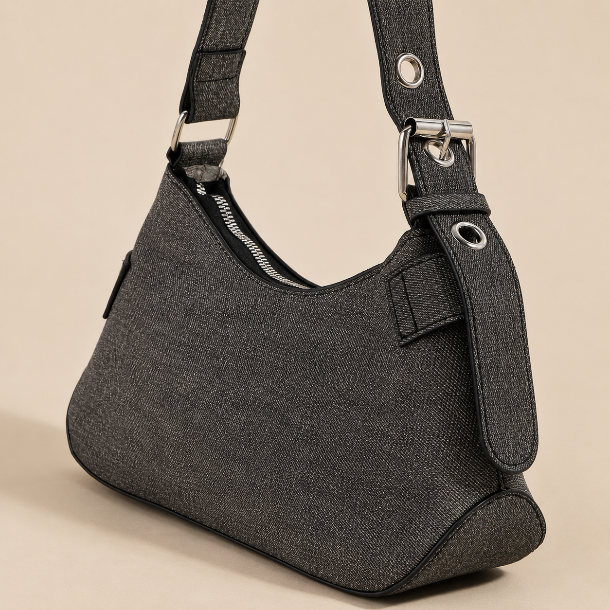 Fame Denim Belt Accent Shoulder Bag